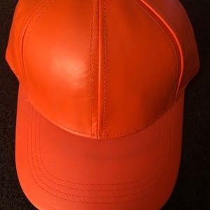 New- Orange leather adjustable cap
